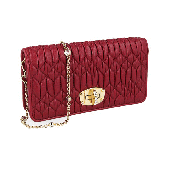 miu miu★SALE★5DH044 MIU MIU by PRADA MATELASSE CRYSTAL BAG HANDBAG 5DH044 RED