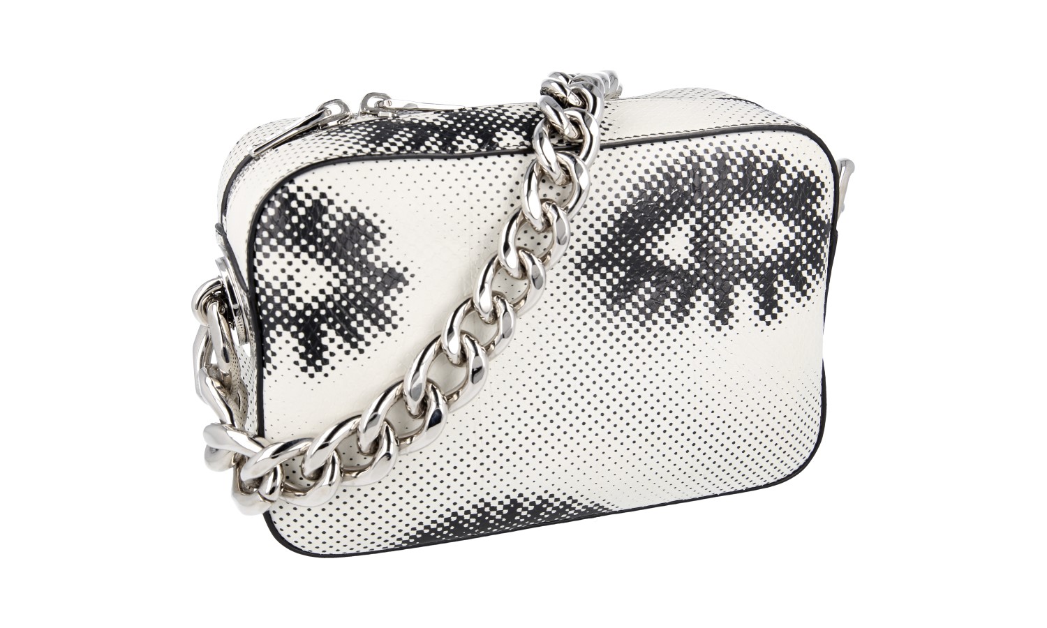 PRADA EYES AYERS SHOULDER BAG HANDBAG 1BA028 WHITE SILVER