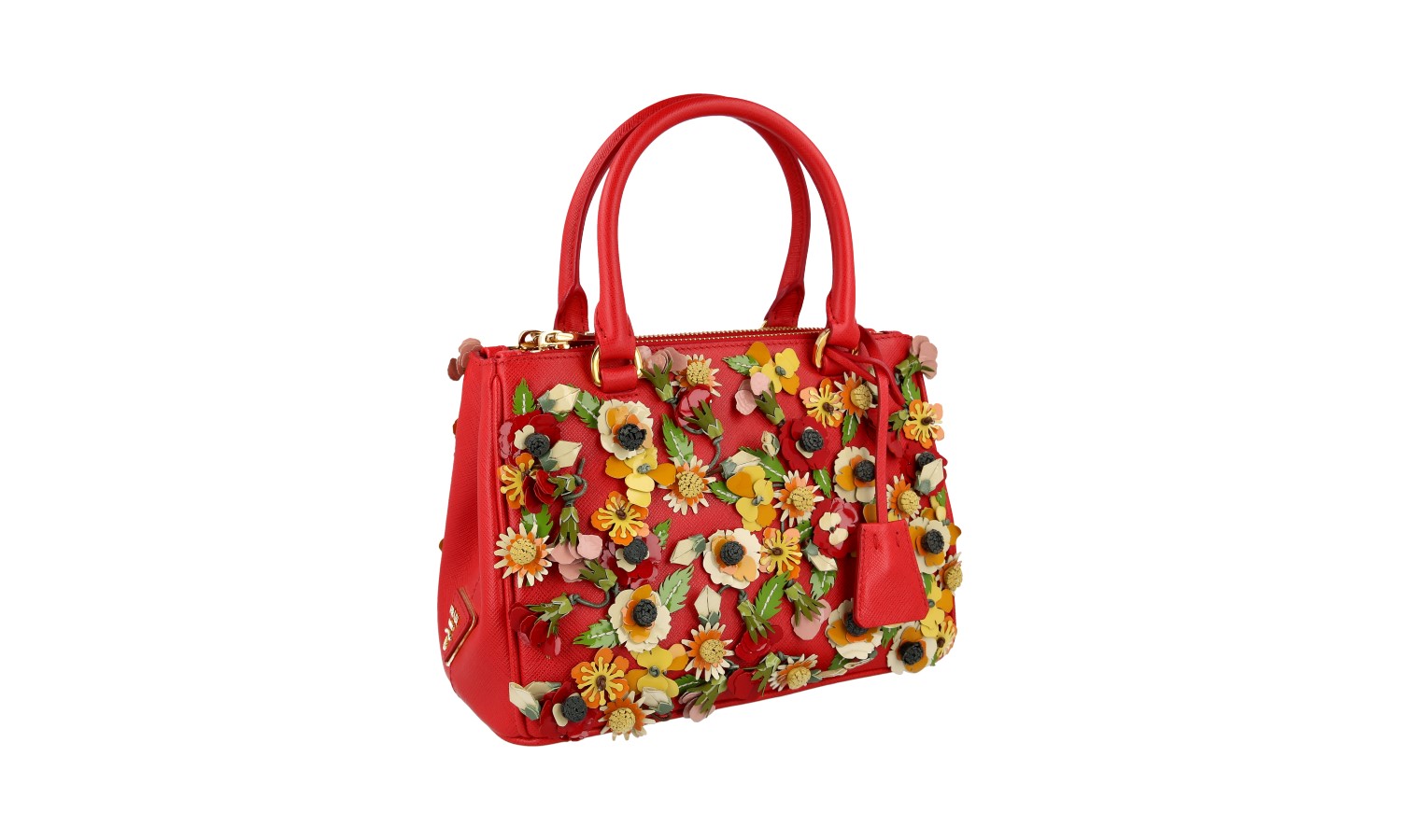 PRADA FLORAL APPLIQUE GALLERIA SHOULDER BAG HANDBAG 1BA905 RED | eBay