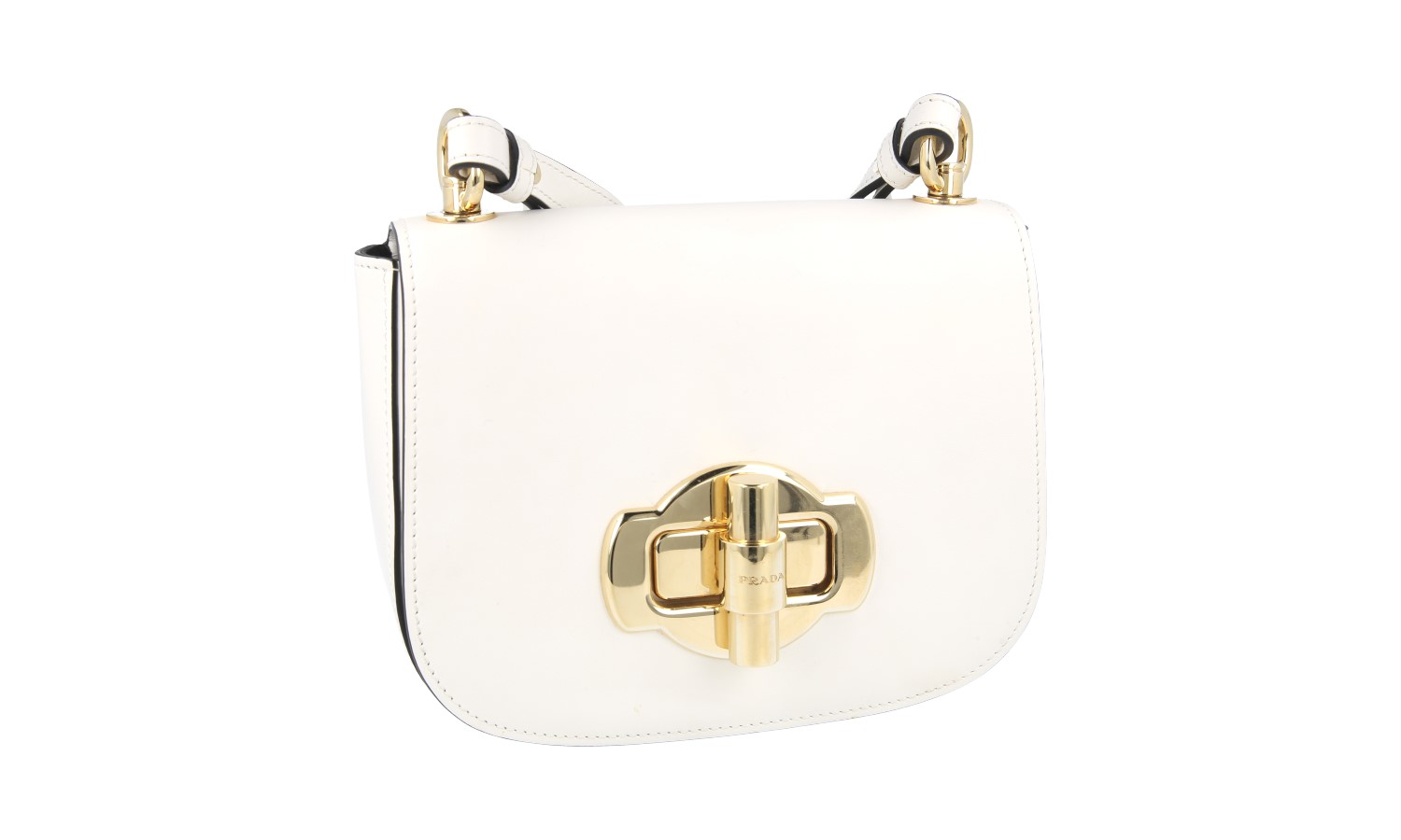LUXURY PRADA SADDLE BAG SHOULDER HANDBAG 1BD239 WHITE LEATHER NEW