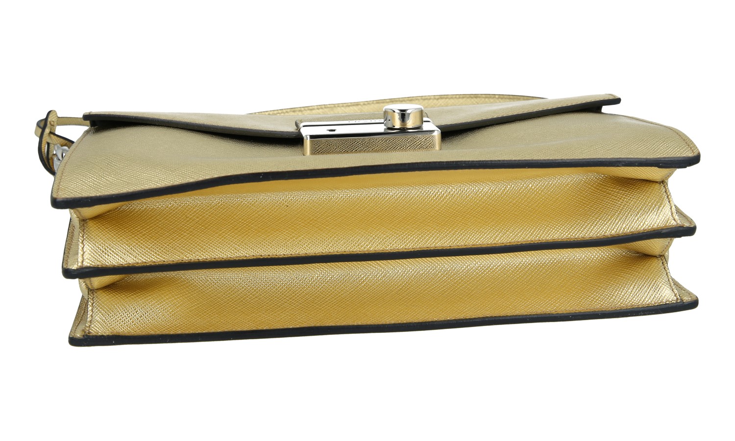 PRADA SAFFIANO SHOULDER BAG HANDBAG 1BD924 GOLD PLATINUM NEW