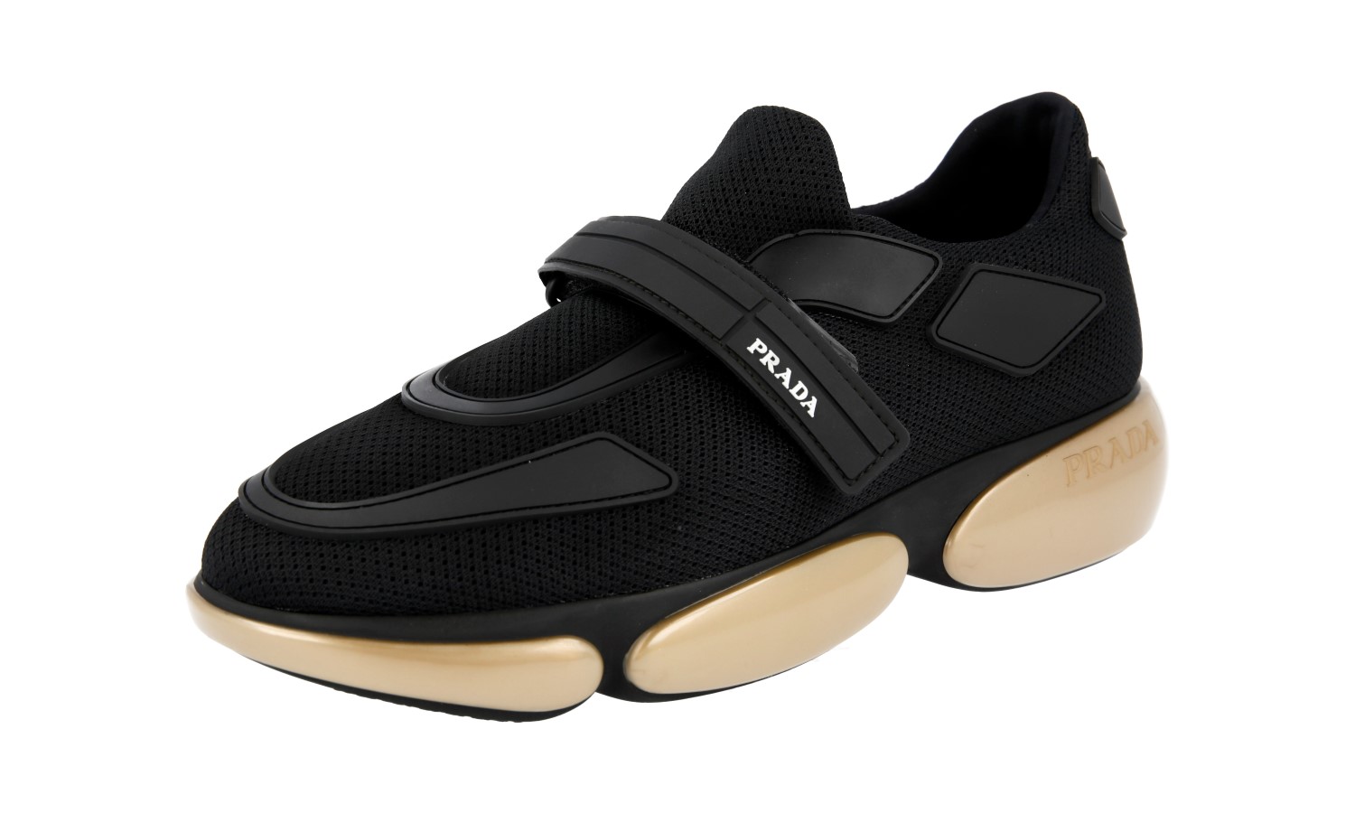 ★PRADA★ベルベット スライド PRADA CLOUDBUST SLIP ON SNEAKERS SHOES 1E2931 BLACK GOLD US