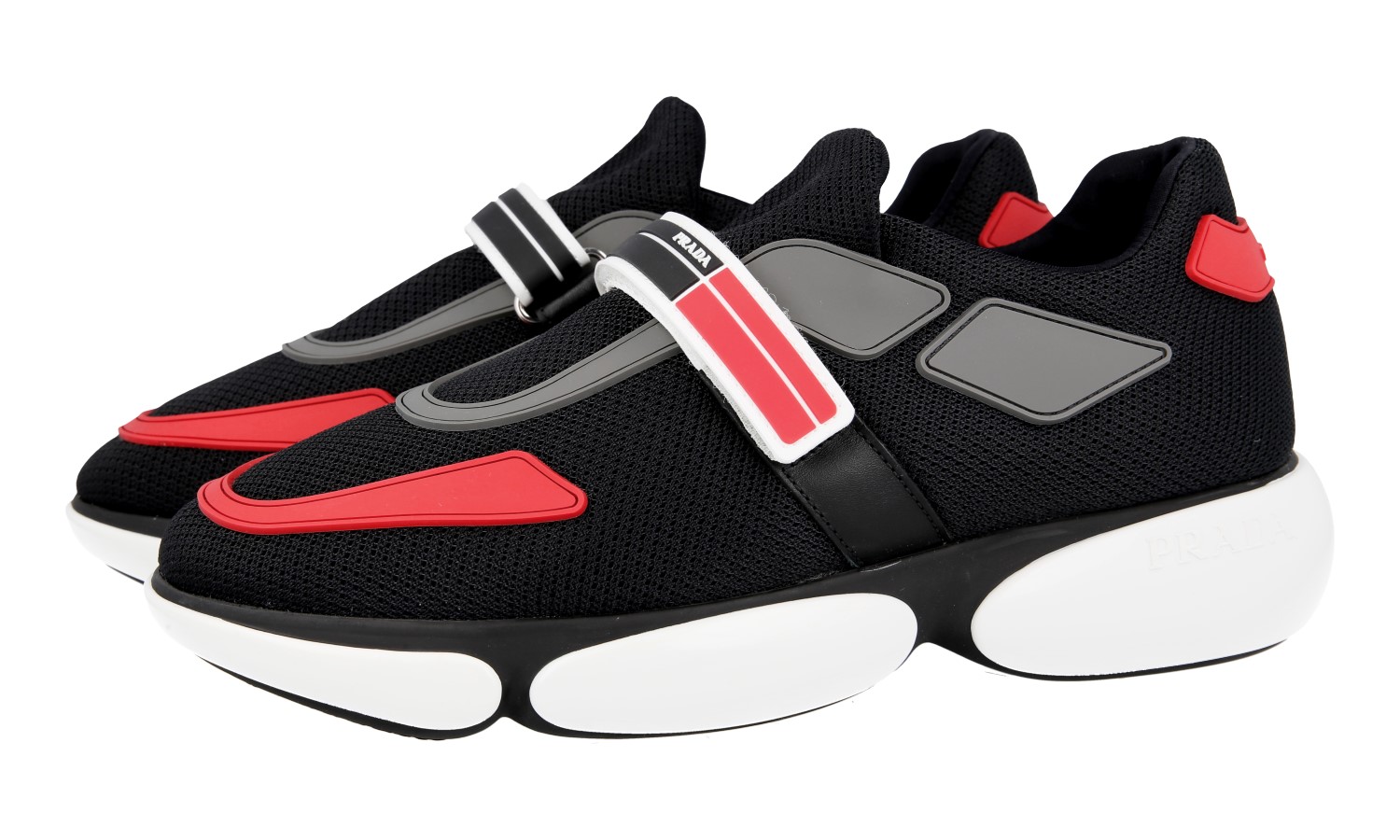 セール★PRADA★1D246M PRADA Mesh Cloudbust Slip On Sneakers 1E293I Black White NEW