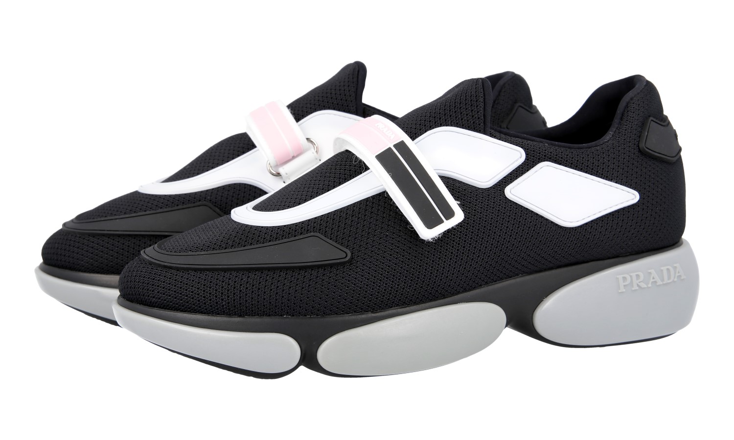 PRADA CLOUDBUST SNEAKERS SHOES 1E293I BLACK GREY WHITE KNIT