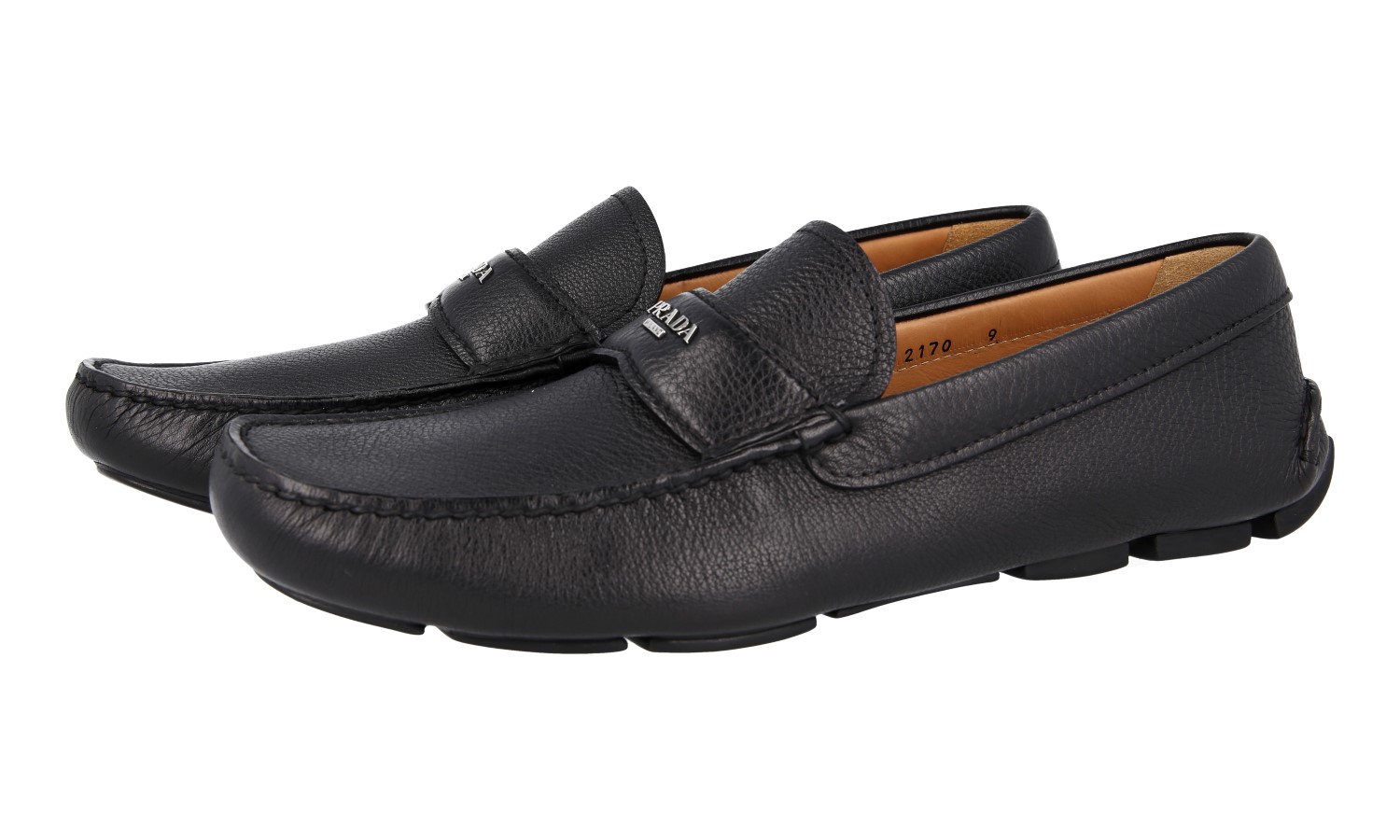 LUXURY PRADA LOGO LOAFER SHOES 2D2170 BLACK LEATHER NEW 9 43 LUXURY PRADA LOGO LOAFER SHOES 2D2170 BLACK LEATHER NEW 9 43