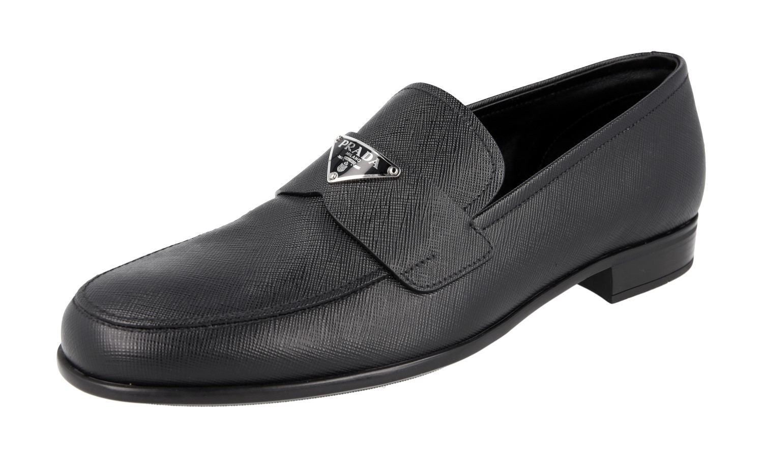 PRADA SAFFIANO LOGO DRESS SHOES 2DB180 BLACK LEATHER NEW US