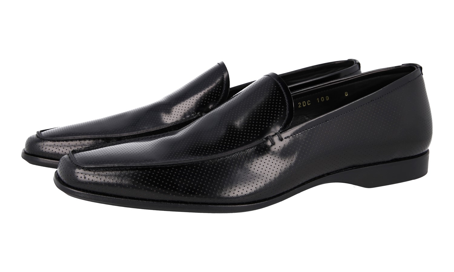 LUXURY PRADA LOAFER SHOES 2DC109 BLACK PIQUEE LEATHER NEW US