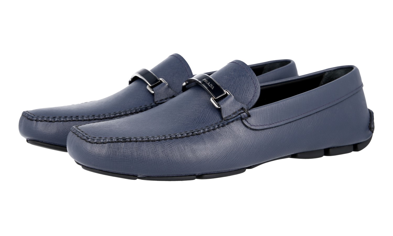 PRADA SAFFIANO LOGO BUSINESS SHOES 2DD099 BLUE LEATHER NEW PRADA SAFFIANO LOGO BUSINESS SHOES 2DD099 BLUE LEATHER NEW