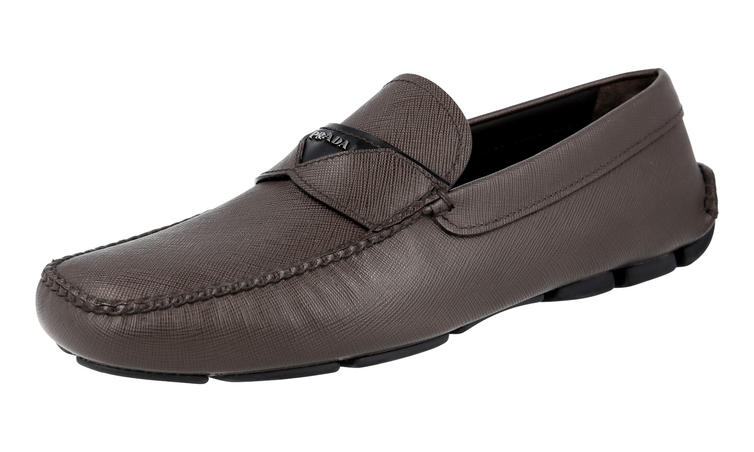 靴 PRADA sport driving shoes PRADA Saffiano Leather Driving Loafer Shoes 2DD131 Brown NEW - US