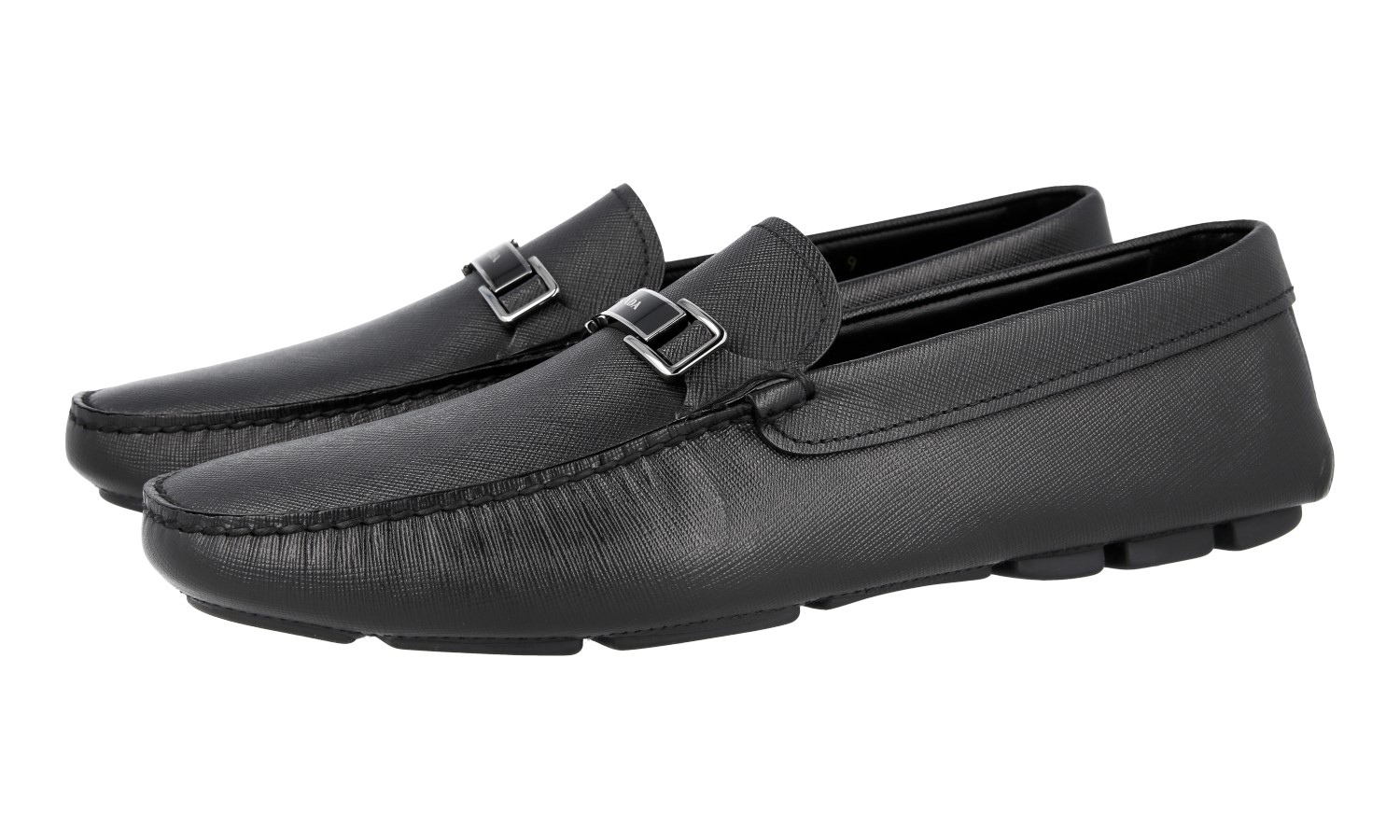 PRADA SAFFIANO DRIVING SLIPPER SHOES 2DD163 BLACK LEATHER PRADA SAFFIANO DRIVING SLIPPER SHOES 2DD163 BLACK LEATHER