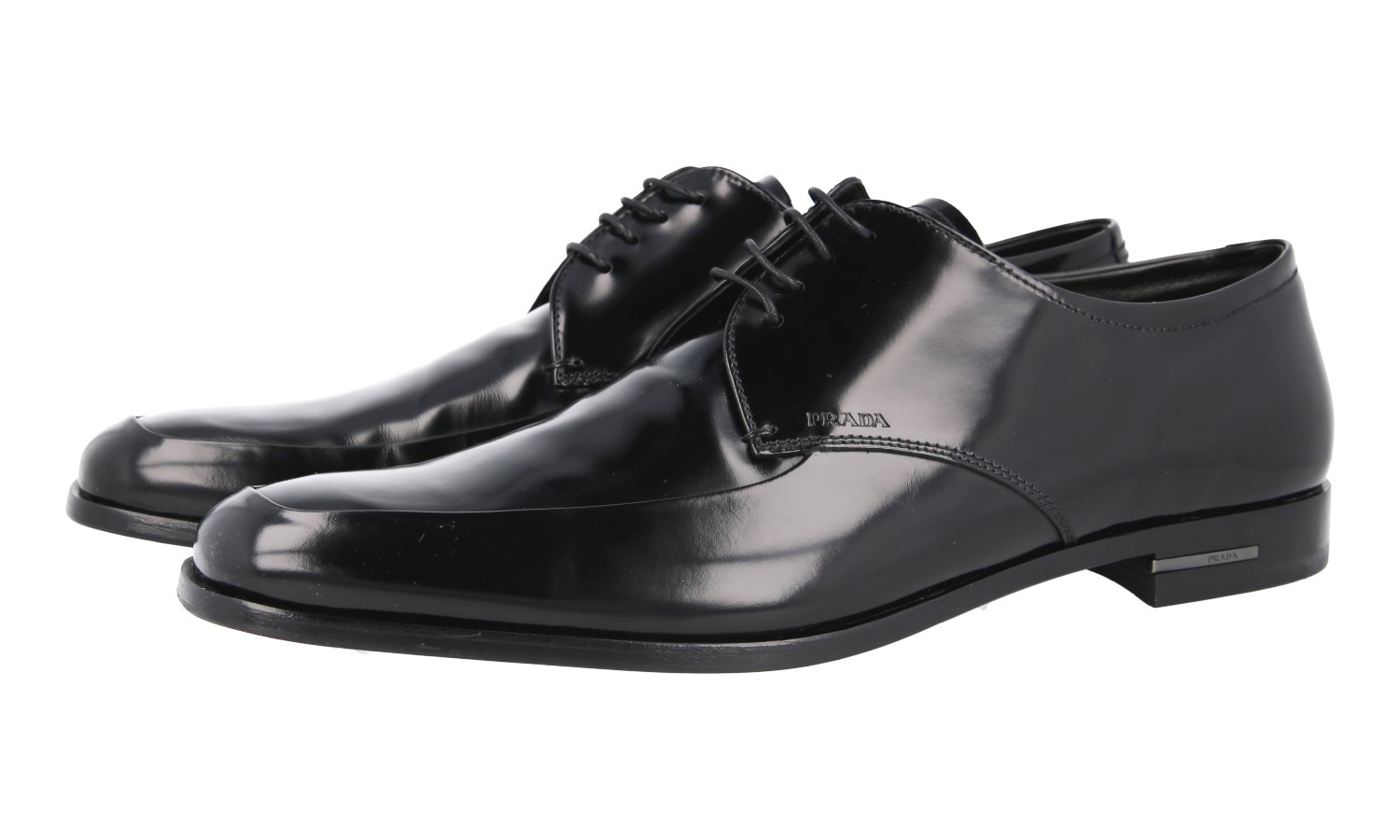 Black Brushed leather derby shoes | PRADA