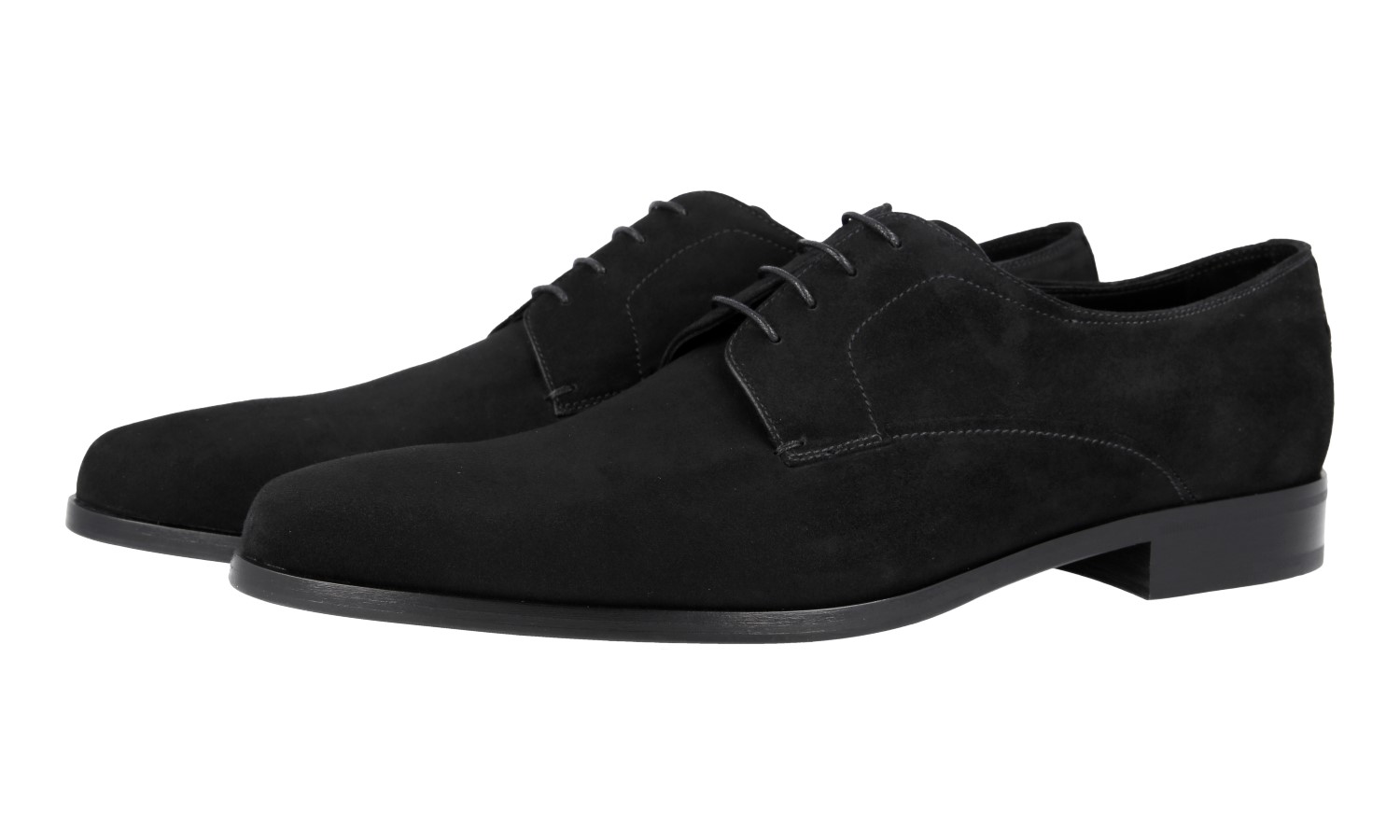 PRADA Suede Derby Dress Shoes - 2EA148 Black Leather Sole