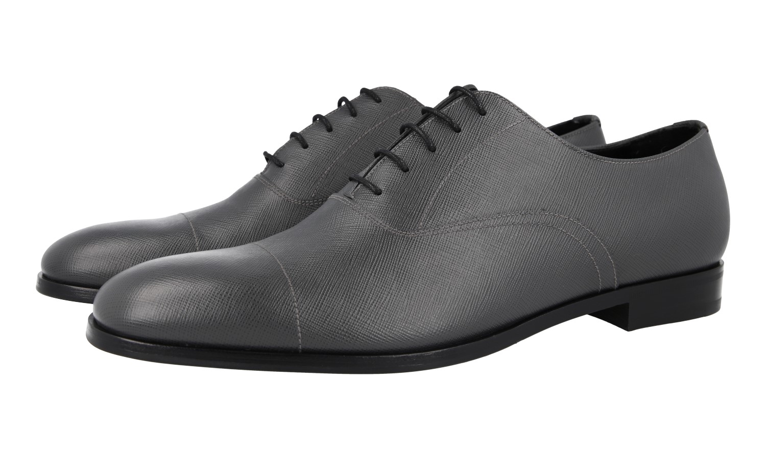 PRADA Saffiano Leather Derby Dress Shoes - 2EB188 - Grey
