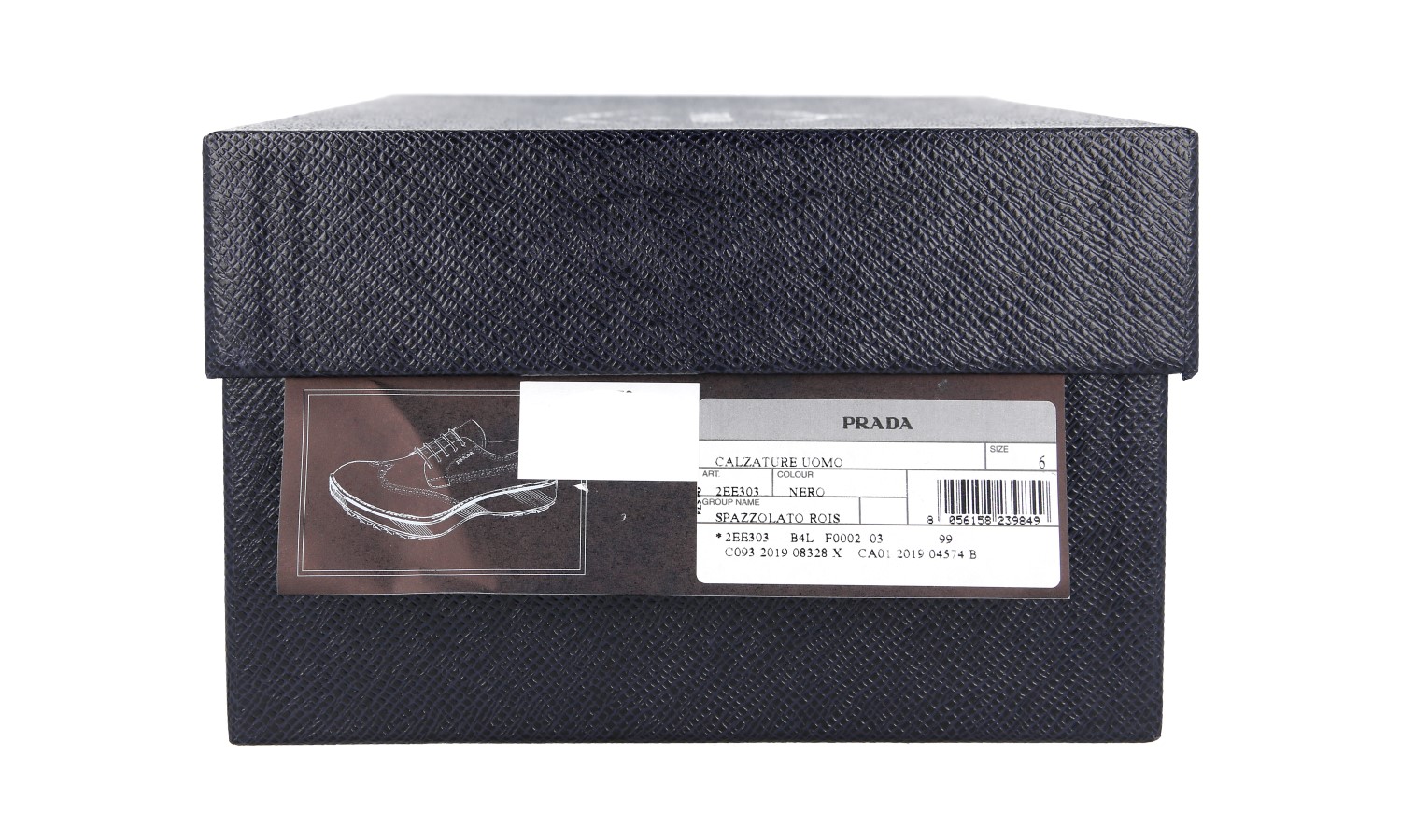 AUTH PRADA DERBY FULL BROGUE SHOES 2EE303 BLACK LEATHER US 7