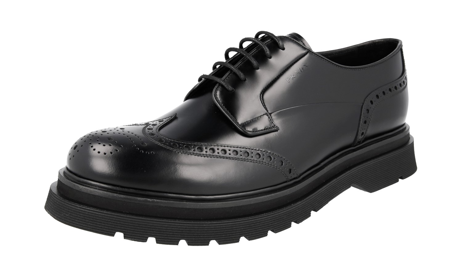 PRADA FULL BROGUE DERBY DRESS SHOES 2EE307 BLACK LEATHER 8 42 | eBay
