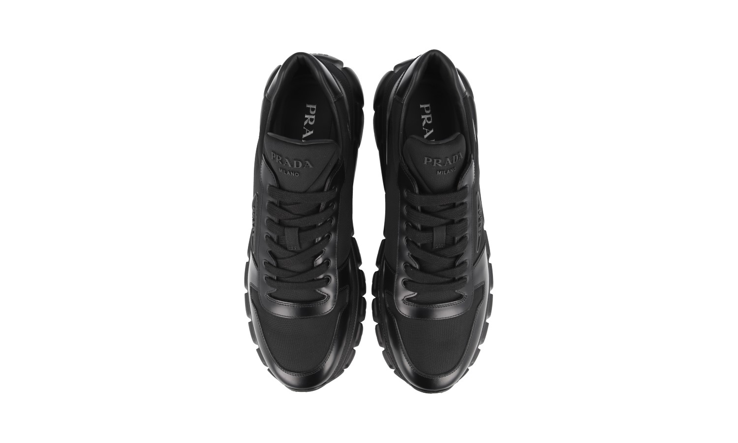 PRADA PRAX01 CHUNKY SNEAKERS SHOES 2EE366 BLACK LEATHER NEW