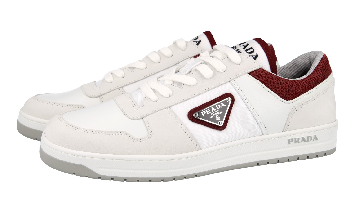 【送料込み】セール★PRADA★2EE395 PRADA DOWNTOWN SNEAKERS SHOES 2EE391 WHITE/RED SUEDE/NYLON