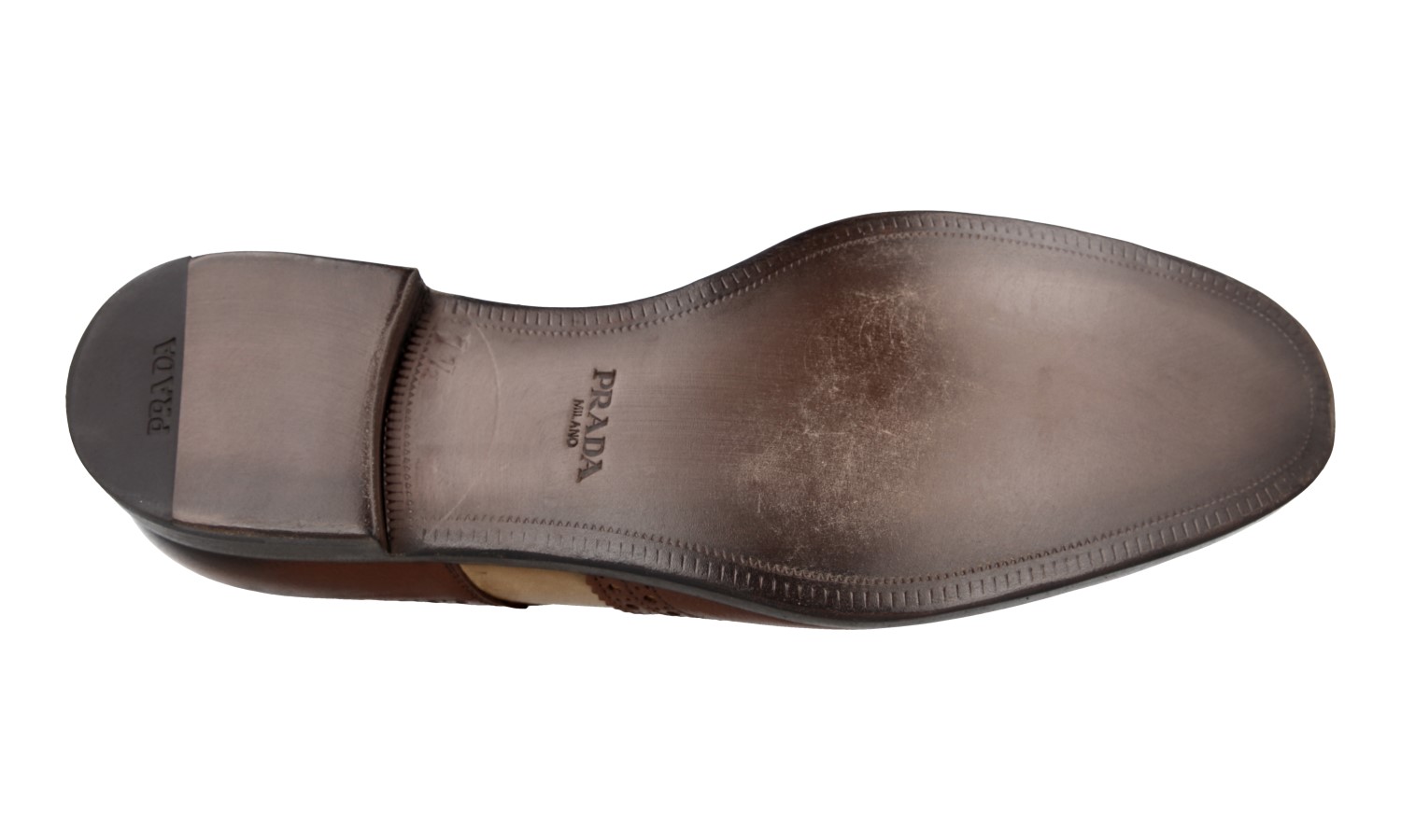 AUTH PRADA DERBY FULL BROGUE SHOES 2EF020 BROWN LEATHER US  display picture 1