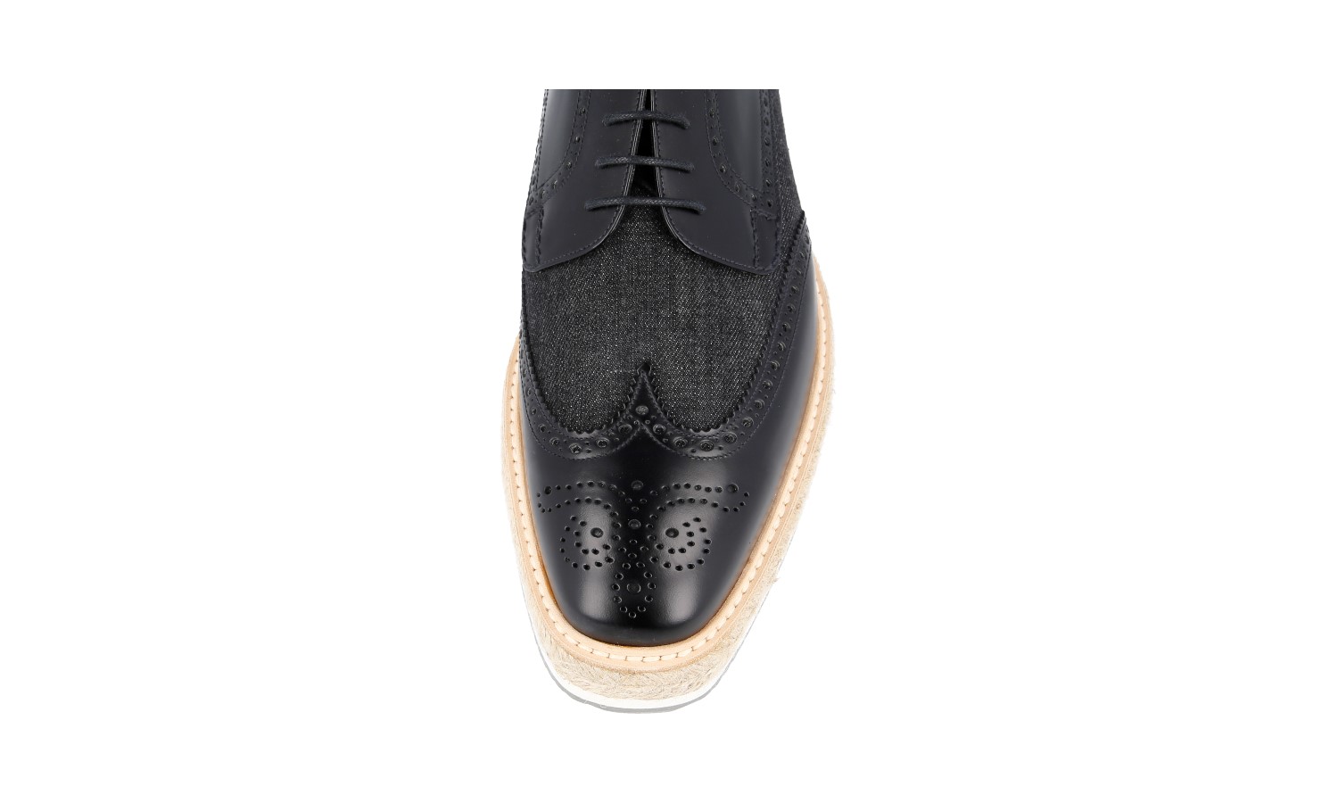 FANCY AUTH PRADA DERBY FULL BROGUE SHOES 2EG015 BLACK NEW US