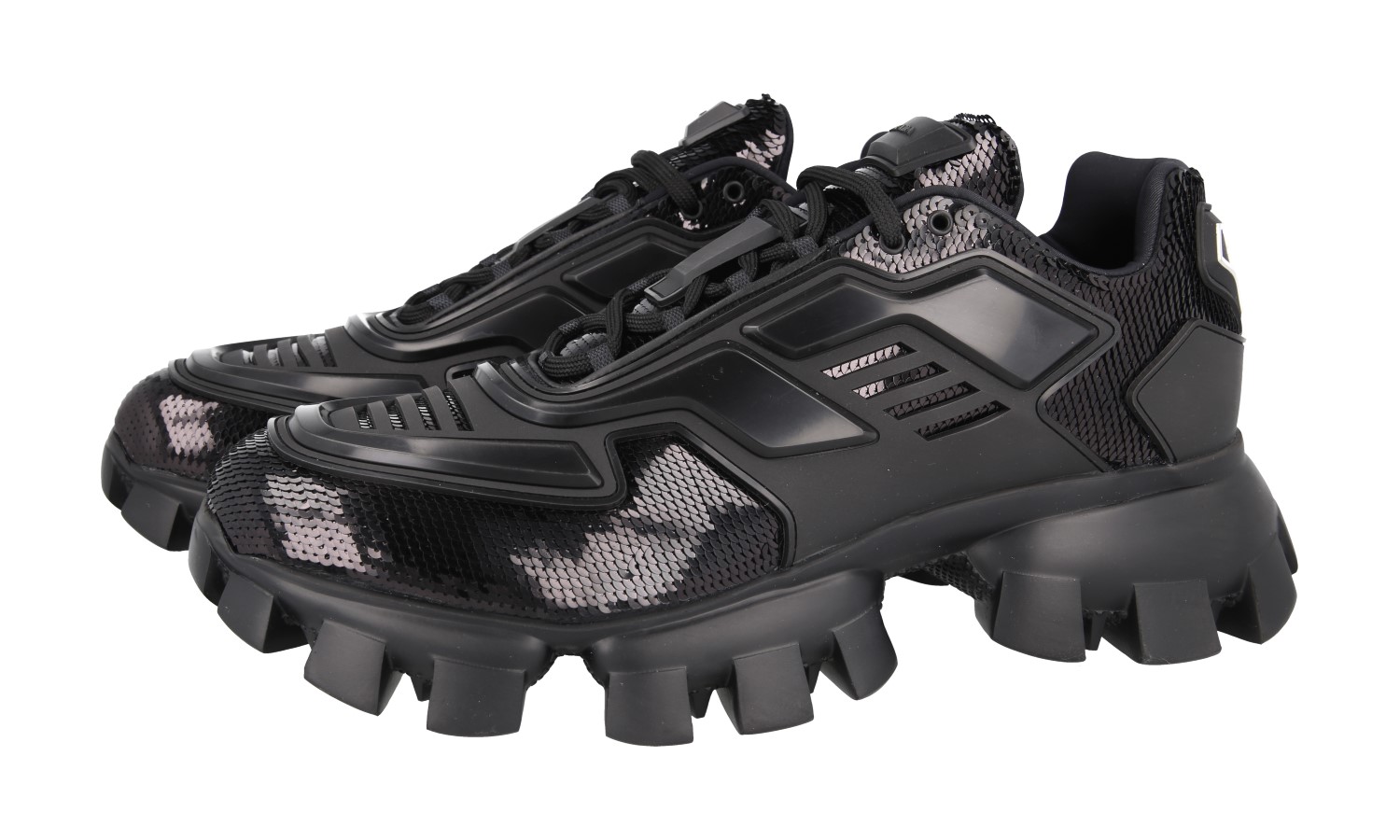 PRADA CLOUDBUST THUNDER SEQUINS SNEAKERS SHOES 2EG293 BLACK
