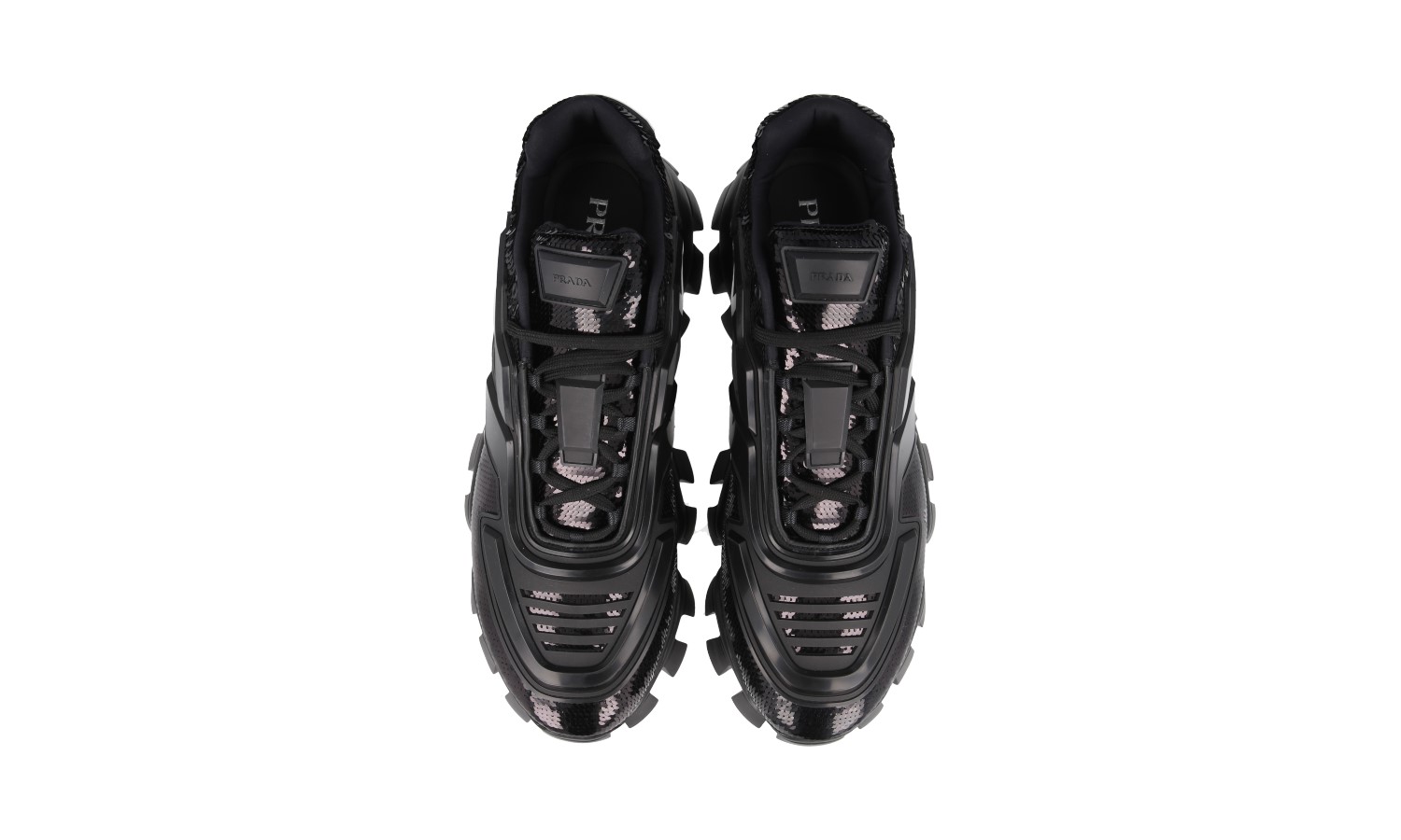 PRADA CLOUDBUST THUNDER SEQUINS SNEAKERS SHOES 2EG293 BLACK