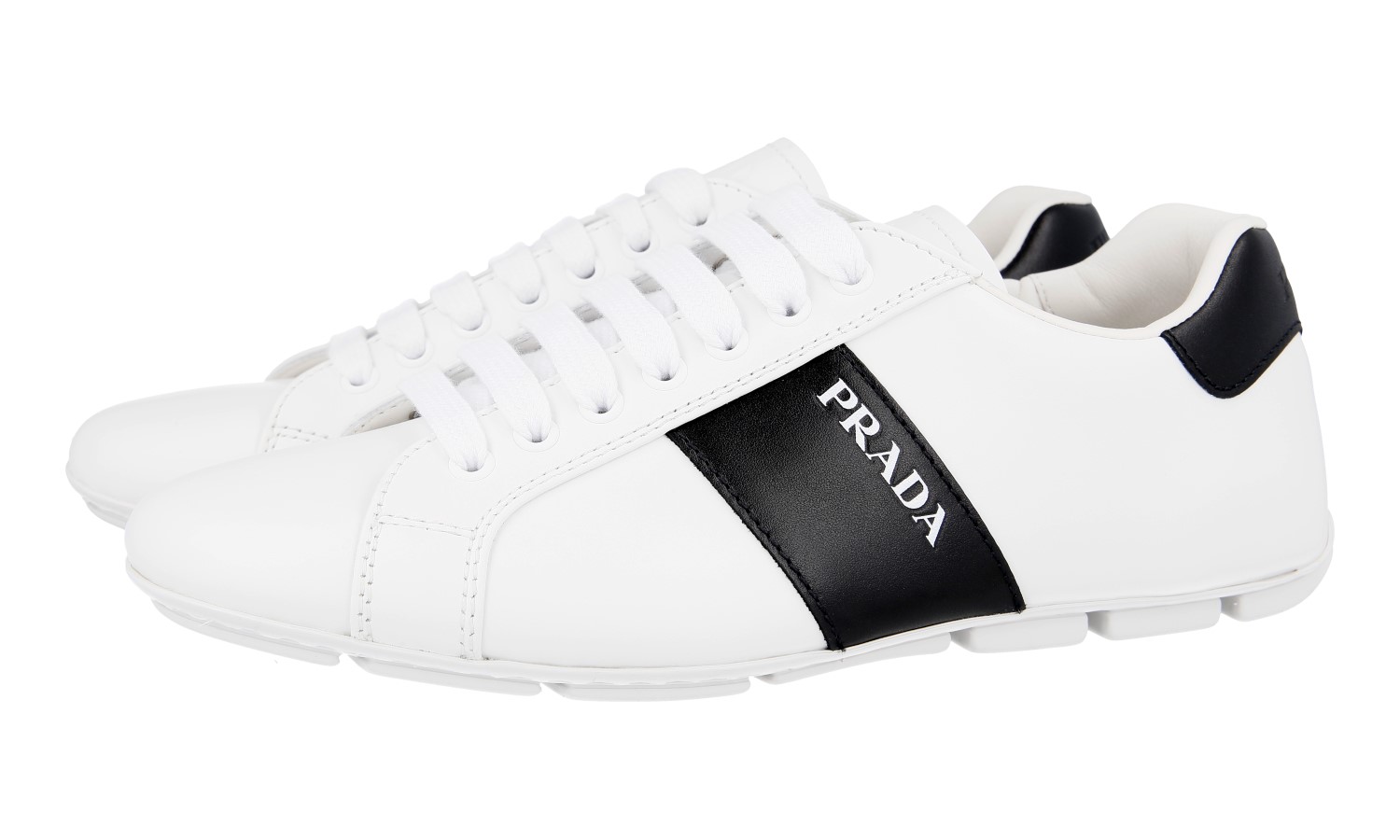 PRADA MONTECARLO COLLAPSE SNEAKERS SHOES 2EG373 WHITE BLACK