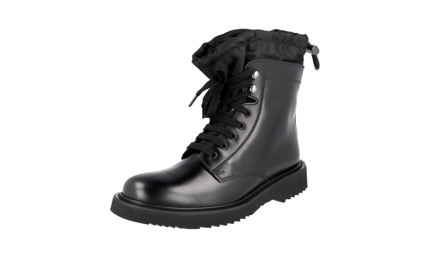 AUTH LUXURY PRADA HALF-BOOT SHOES 2TG078 BLACK LEATHER NEW