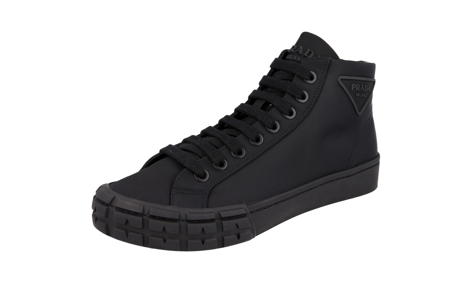 PRADA CASSETTA WHEEL HIGH-TOP SNEAKERS SHOES 2TG170 BLACK