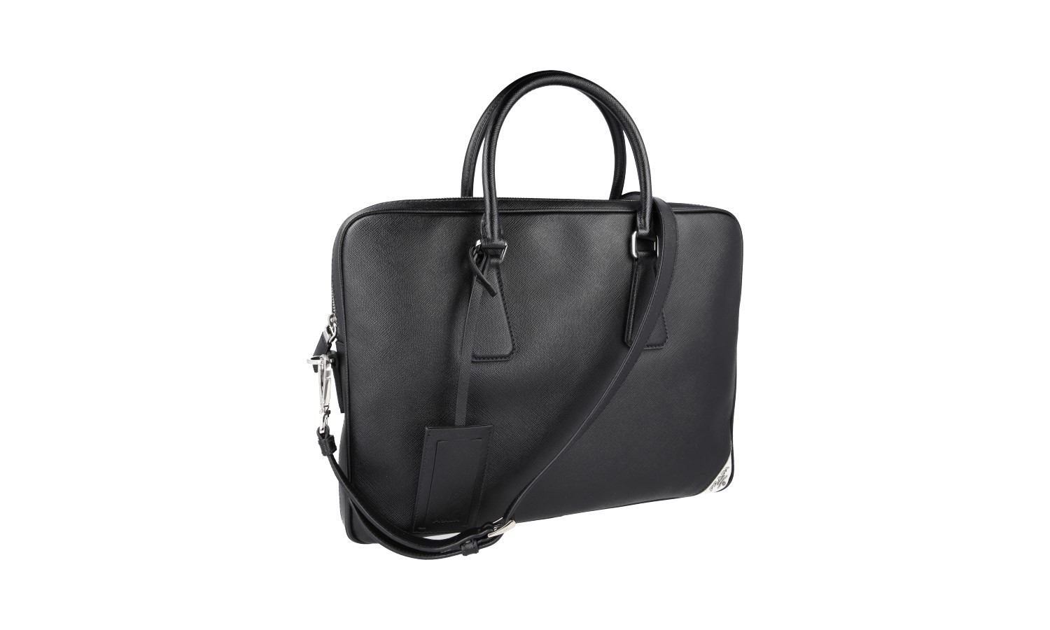 PRADA Saffiano Leather Briefcase Work Bag - 2VE368 - Black - NEW