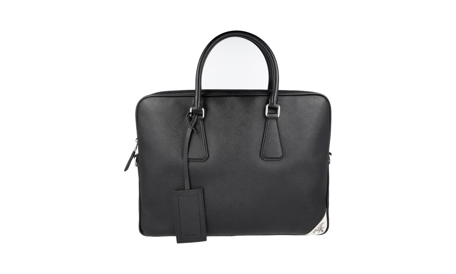 PRADA Saffiano Leather Briefcase Work Bag - 2VE368 - Black - NEW