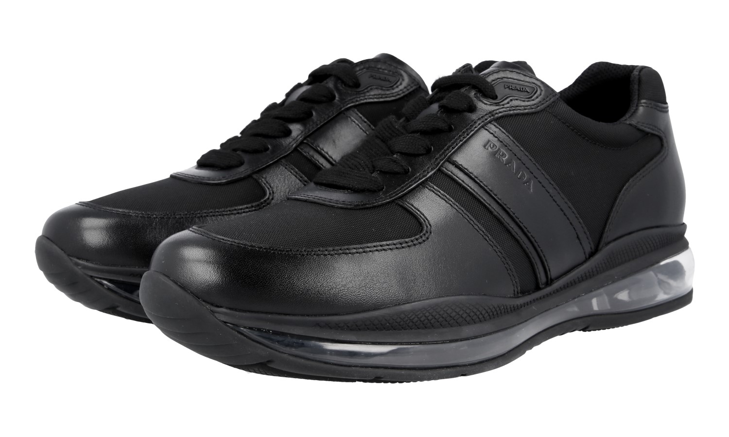 スニーカー Prada Sneaker In Pelle LUXURY PRADA SNEAKERS SHOES 4E2932 BLACK LEATHER NEW US 7.5
