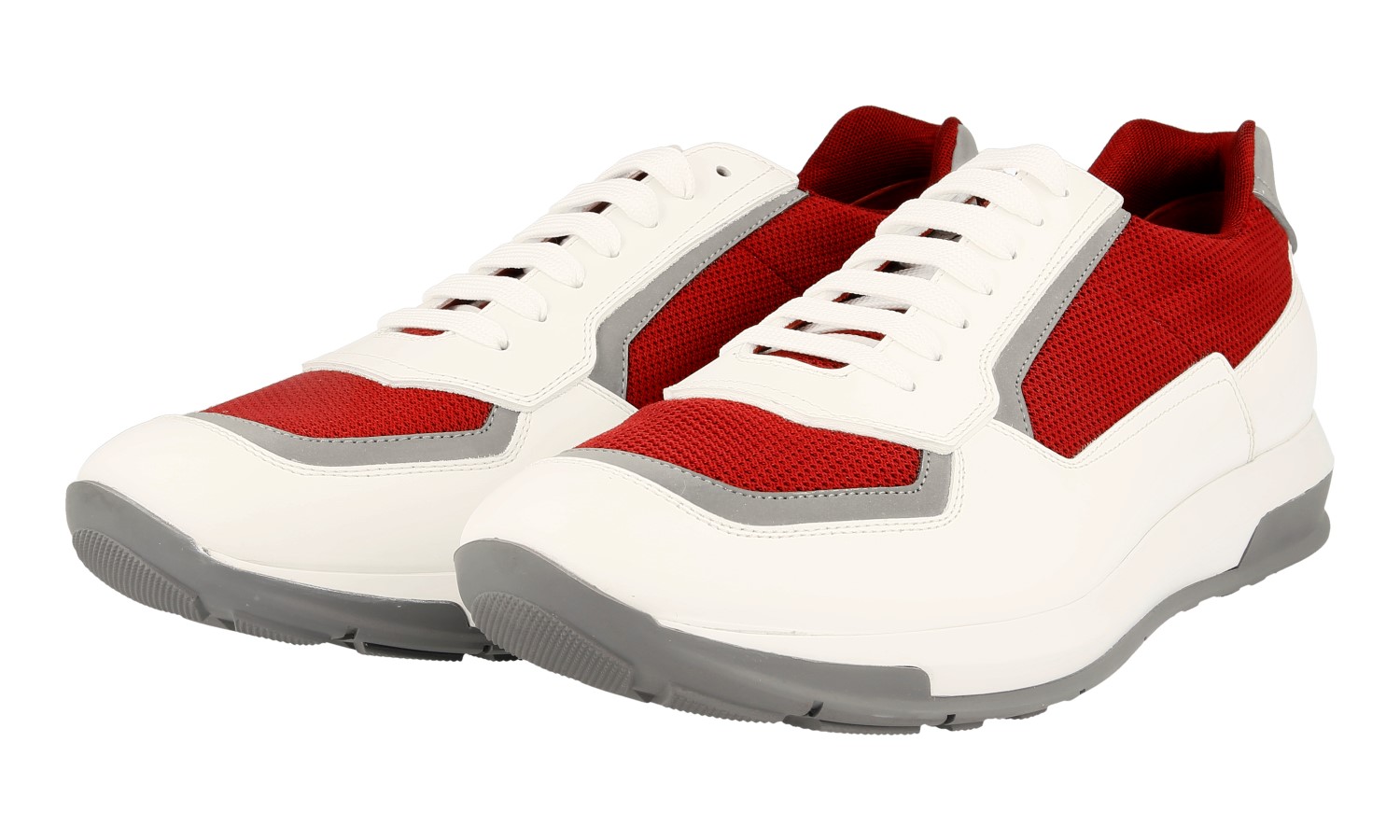 Authentic Luxury Prada Sneakers Shoes 4e3020 White Red New Us 10