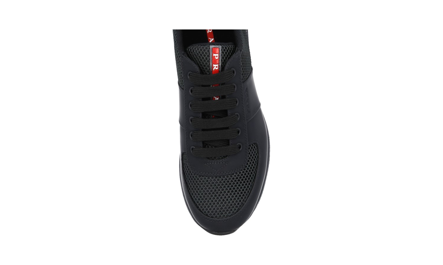 LUXURY PRADA MATCHRACE SNEAKERS SHOES 4E3341 BLACK LEATHER 