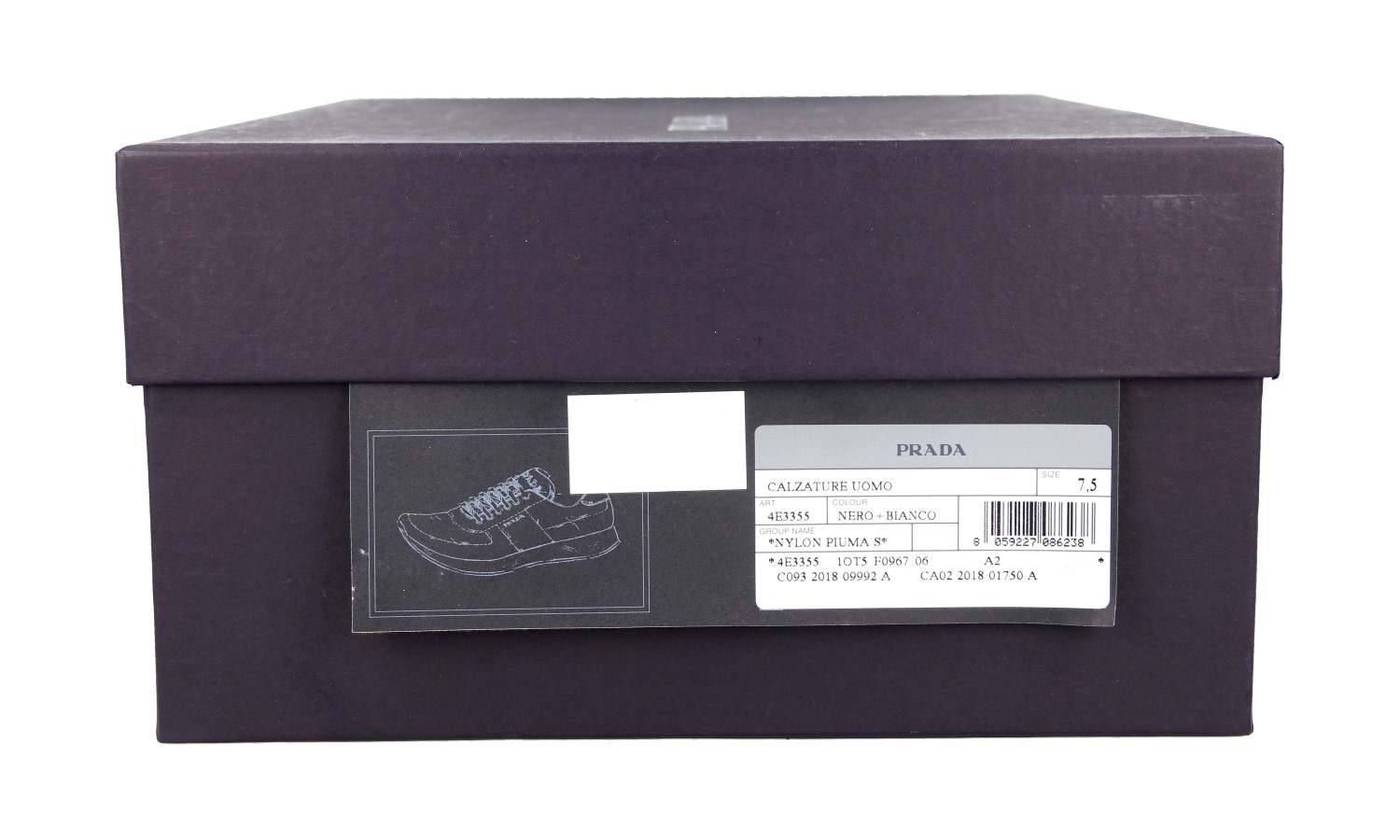 LUXURY PRADA SNEAKERS SHOES 4E3355 BLACK WHITE NYLON NEW US