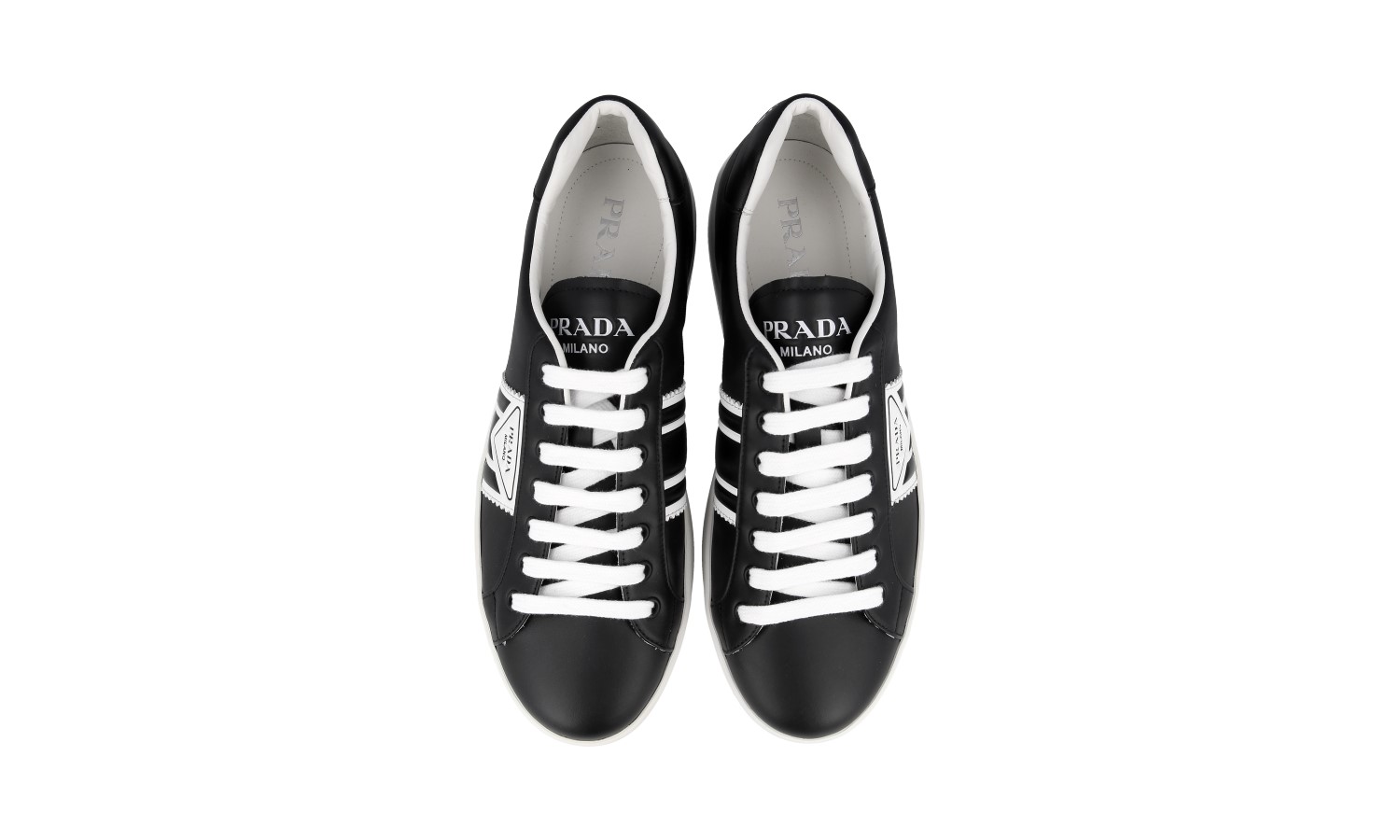 PRADA DISTRICT AVENUE SNEAKERS SHOES 4E3544 BLACK LEATHER
