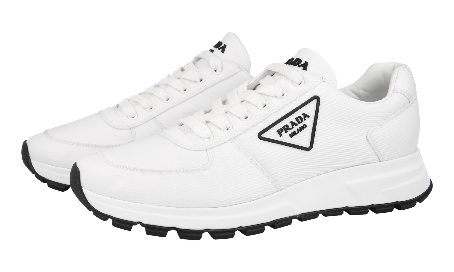 Black Prax 01 Re-nylon And Brushed Leather Sneakers | PRADA