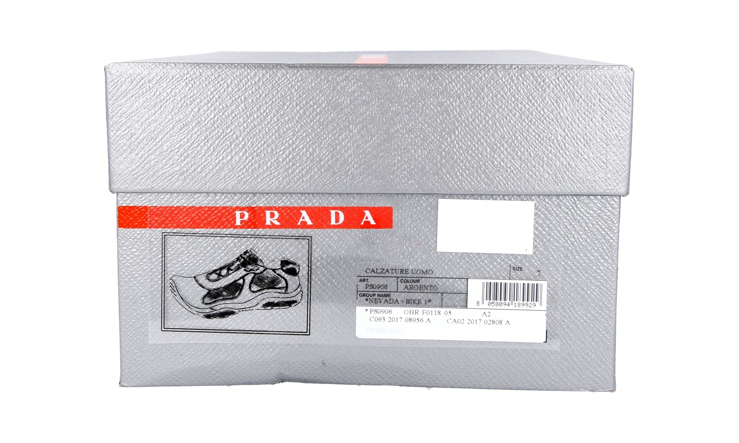 LUXURY PRADA SNEAKERS AMERICAS CUP SHOES PS0906 SILVER US 8 EU 41 41,5