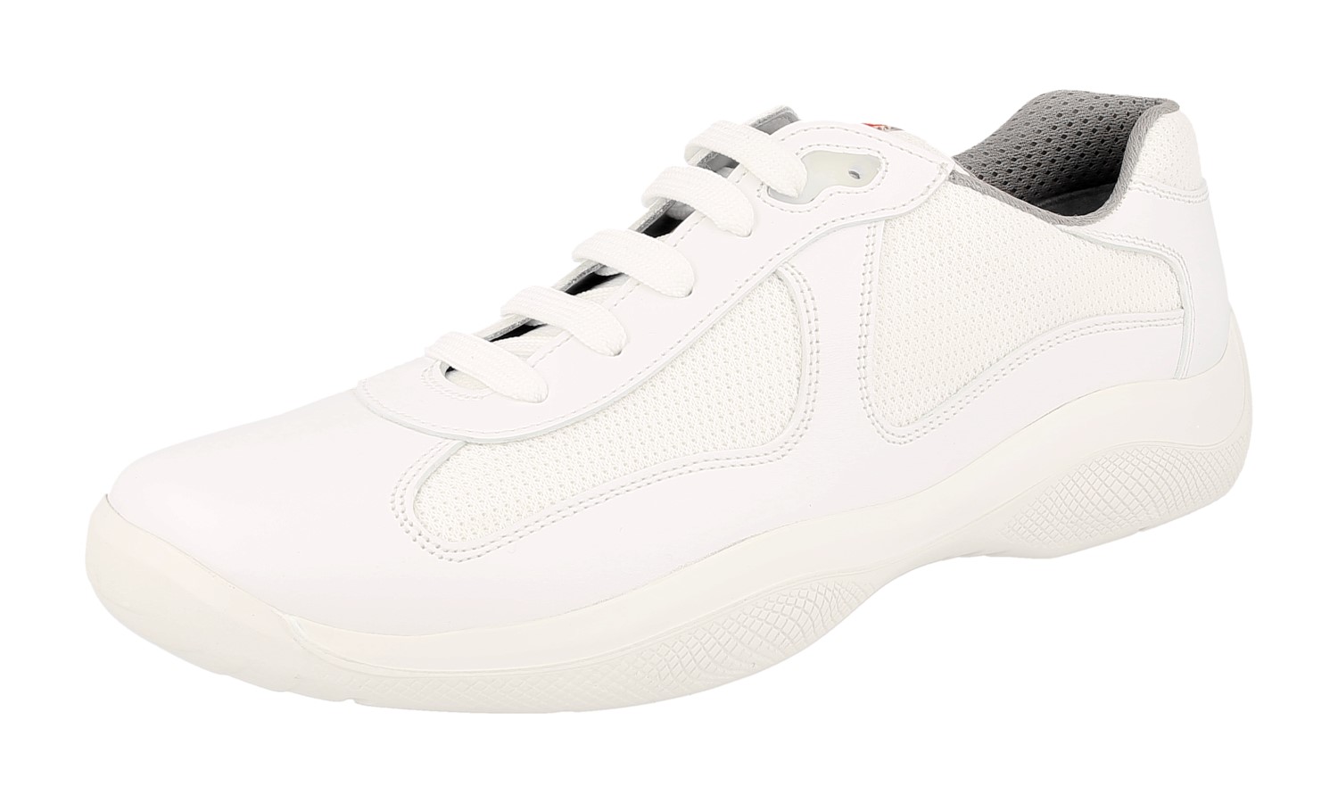prada men's white americas cup patent leather sneakers