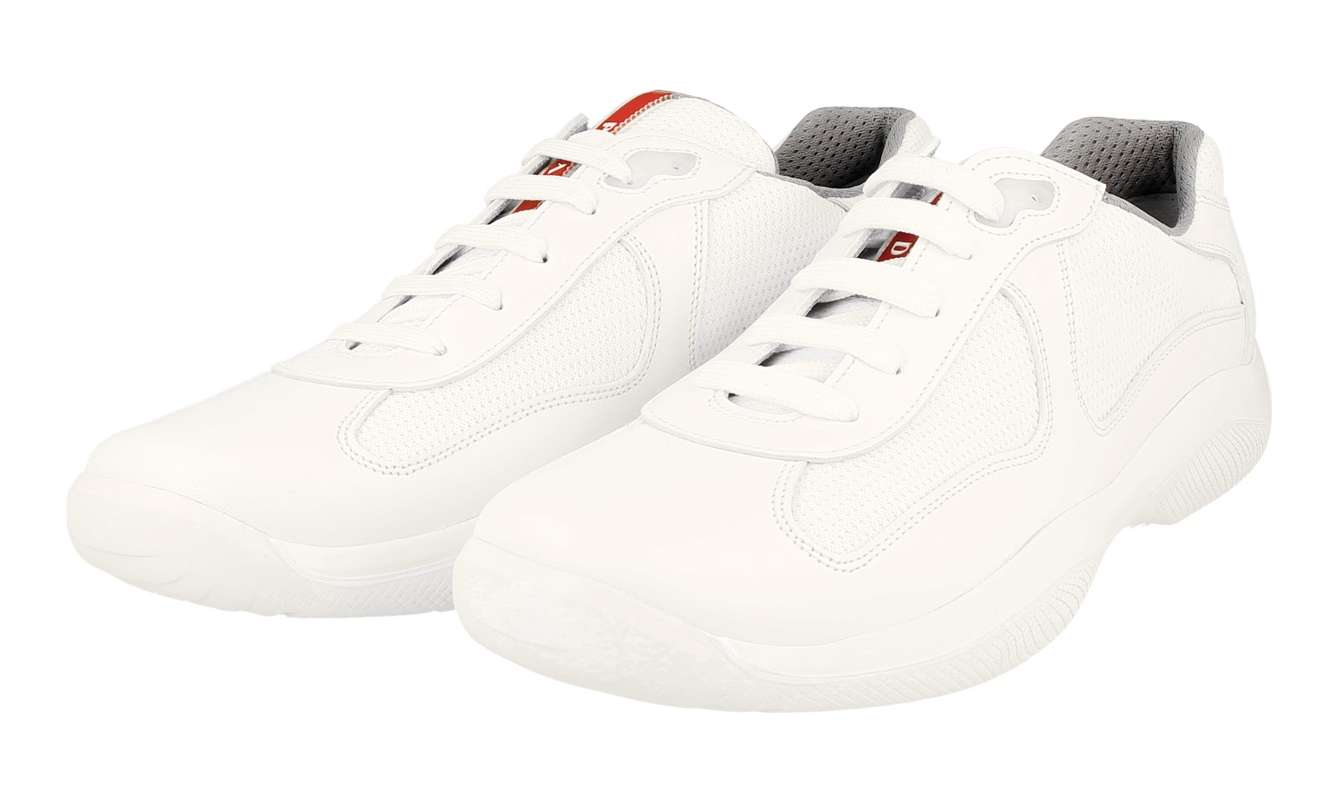 prada men's white americas cup patent leather sneakers